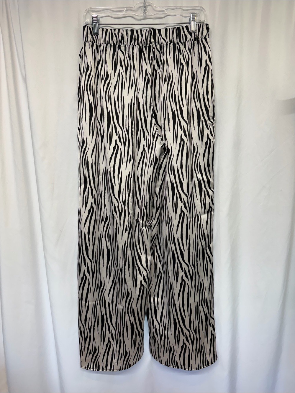 Renee C USA Large Black White Zebra Print Wide Leg Palazzo Pull On Pants - Picture 8 of 12